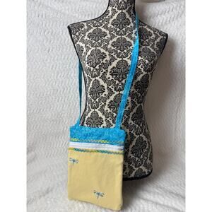 Upcycled Crossbody bag handmade sewn recycled bag dragon fly bag purse